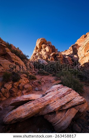 The colorful formations at the bottom of Red Rock Canyon Conservation Area near Las Vegas, Nevada.