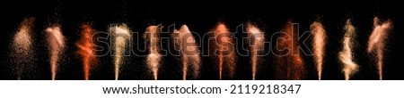 colorful fountain fireworks stream into dark night .