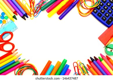 Colorful Frame School Supplies Over White Stock Photo 146437487 ...