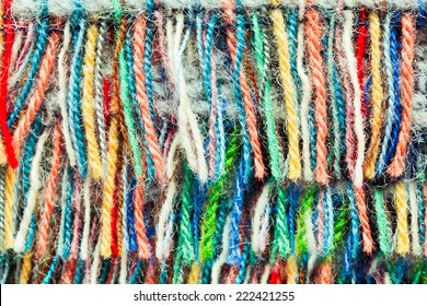 Colorful Fringe Of A Wool Blanket