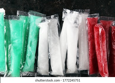 Colorful Frozen Fruit Bar Ice Pops. Popsicle With Fruit Taste