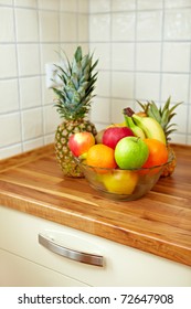 Colorful Fruit Bowl On A Kitchen Counter