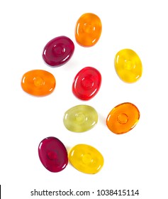 Colorful Fruit Hard Candy Isolated On White