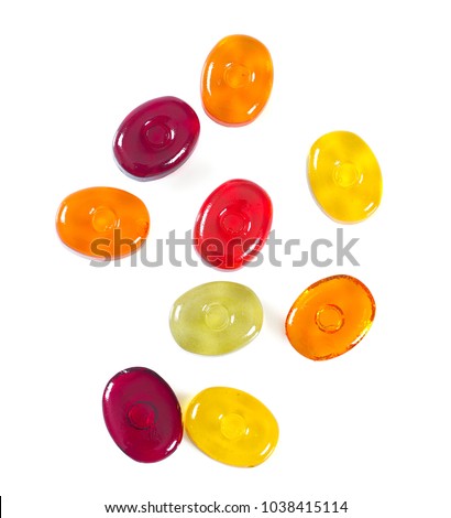 colorful fruit hard candy isolated on white