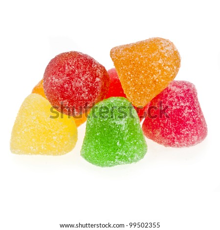 colorful  fruit jelly candies isolated on white