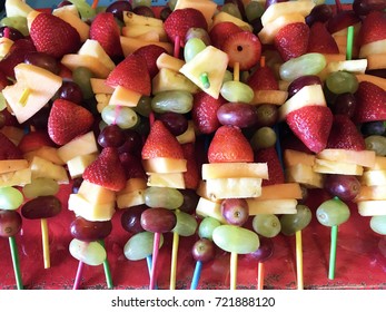 Colorful Fruit Kabobs Close Up Background