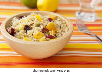 Colorful Fruit And Quinoa Salad With Pumpkin Seeds