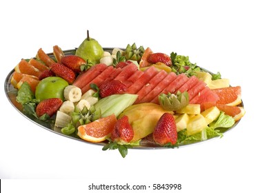 Colorful Fruit Salad Catering Platter With Assorted Fruits. Yummy...