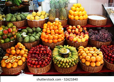 Colorful Fruit Stand In A Local Market