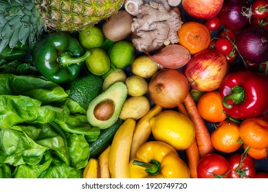 Farbvoller Obst- und Gemüsehintergrund
