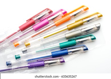 Colorful Gel Pen On White Background Stock Photo 633635267 | Shutterstock