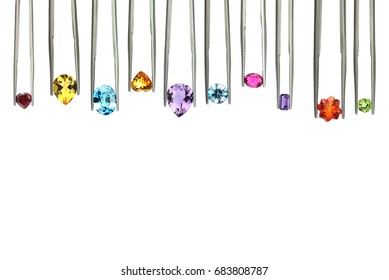 Colorful gemstone,isolated on white background