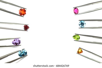 Colorful Gemstone,isolated On White Background