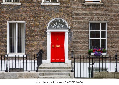 Colorful georgian doors in Dublin, Ireland. Historic doors in different colors painted as protest against English King George legal reign over the city of Dublin in Ireland - Powered by Shutterstock