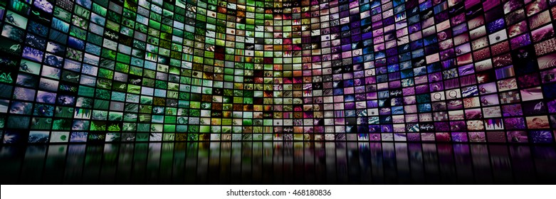 Colorful giant multimedia video and image wall - Shutterstock ID 468180836