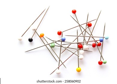 Colorful Glass Sewing Pins Isolated