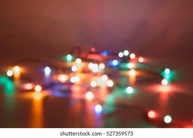 Colorful Glitter Bokeh From String Light For Christmas And New Year Celebration Decoration, Abstract Background,bokeh Flare