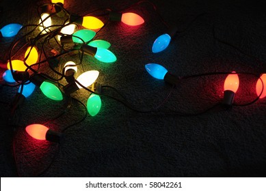 Colorful Glowing Christmas Light Bulbs