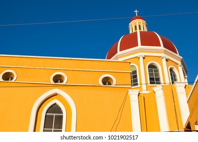 Colorful Granada Cathedral. Granada, Nicaragua.
