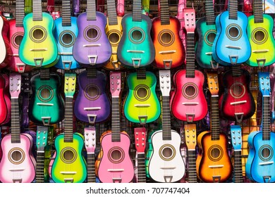 Colorful Guitars Hanging