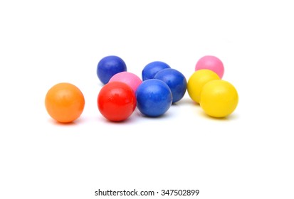 Colorful Gum Balls Isolated On White Background