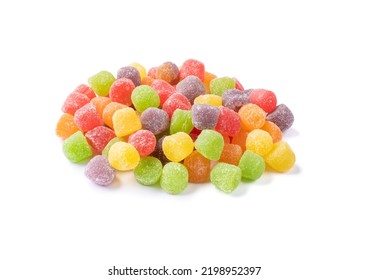 Colorful Gum Drop Candies Over White Background With Copy Space.