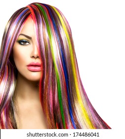 Colorful Hair Woman Images Stock Photos Vectors Shutterstock