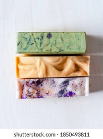 Colorful handmade solid soap bars. Zero waste. Vegan soap