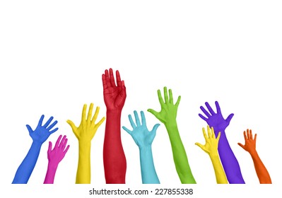 95 Multicoloured Hands Raised Images, Stock Photos & Vectors | Shutterstock