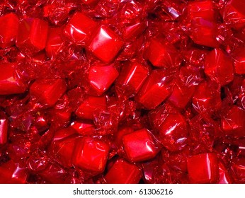 Colorful Hard Candy In Wrappers As A Background