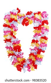 Colorful Hawaiian lei flower isolated on white background