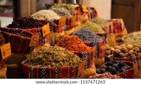 Colorful Herbal and Spices Oriental marketplace              