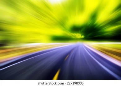 Colorful Highway Road Speed Lines Texture Background, Radial Motion Blur / Zooming Effect