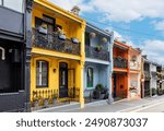 Colorful historic Victorian townhouses in Paddington, a district of Sydney, Australia