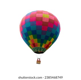 Colorful Hot Air Balloon Floating Isolated On White Background Included Clipping Path - Powered by Shutterstock