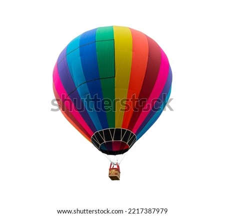 Colorful Hot Air Balloon Floating Isolated On White Background Included Clipping Path