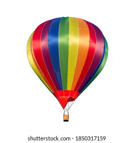 Colorful hot air balloon isolated
					on white background