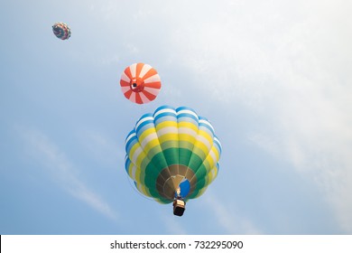 Colorful hot air balloons flying in the sky