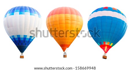 Colorful hot air balloons, Isolated over white