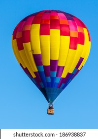 Colorful Hot Air Balloons Over Blue Sky. Albuquerque Balloon Festival.