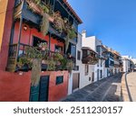 Colorful houses with balconies in Santa Cruz de La Palma, Canary Islands, Spain