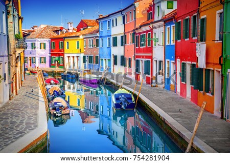 Colorful houses in Burano, Venice, Italy