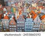 Colorful houses of Gdansk from above.                                                                                                                                                                   