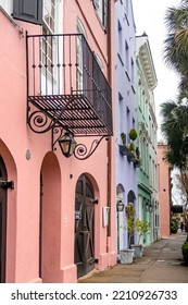 Colorful Houses In Historic Rainbow Row In Charleston, SC
