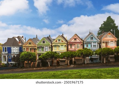 Colorful houses known as Painted Ladies in San Francisco, USA - Powered by Shutterstock