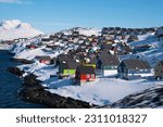 Colorful houses in Nuuk, Greenland, Winter