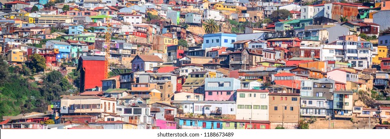 Colorful Houses On A Hill Of Valparaiso, Chile