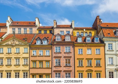 Colorful Houses On The Old Town Market Square In Warsaw, Poland