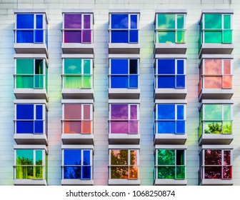 Colorful Houses On A Street In Bilbao, Spain
