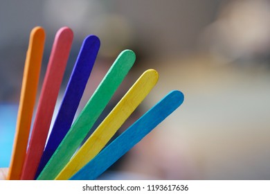 Colorful Ice Cream Stick In Glass Jar For Draw Lots.